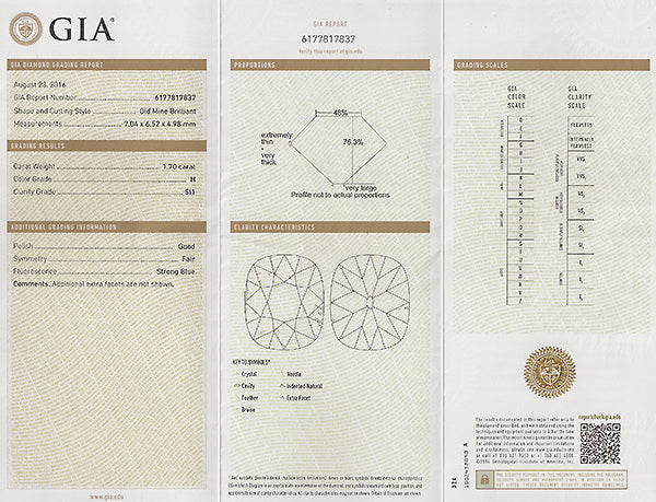 Antique GIA Certified 1.70ct Diamond Engagement Ring