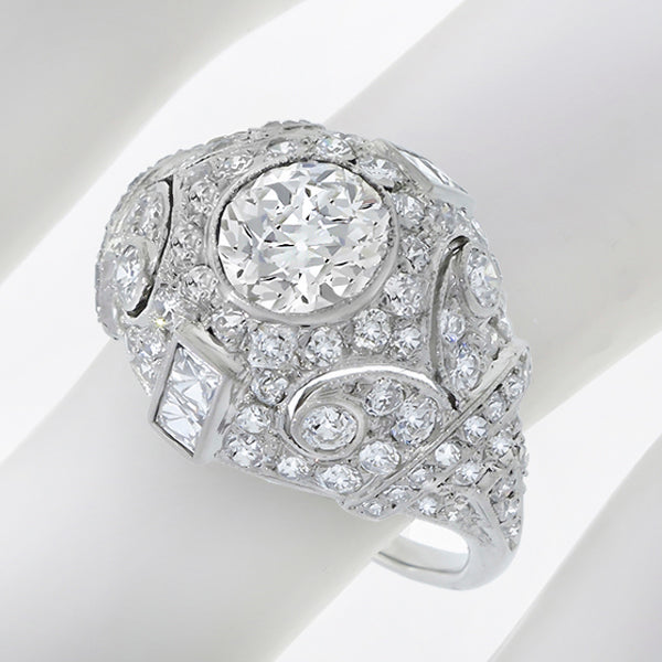 Antique  GIA Certified J SI1 0.93ct Diamond Platinum Ring