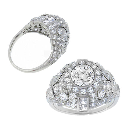 Antique  GIA Certified J SI1 0.93ct Diamond Platinum Ring