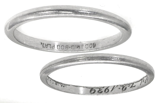Antique Platinum Wedding Band Set