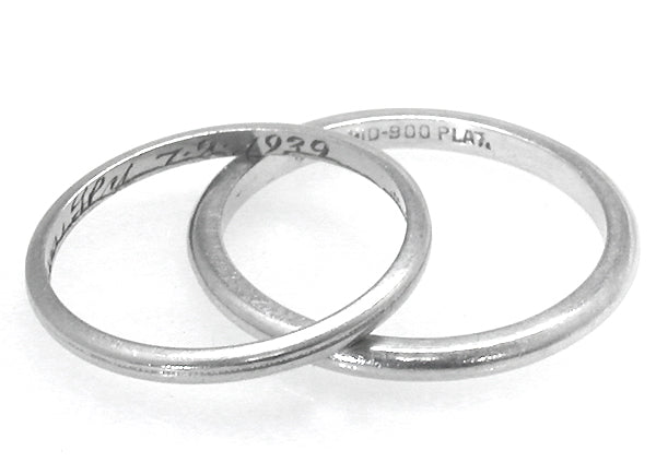 Antique Platinum Wedding Band Set