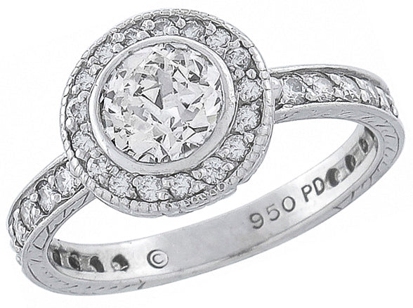 Antique Style 0.92ct Center Diamond Engagement Ring