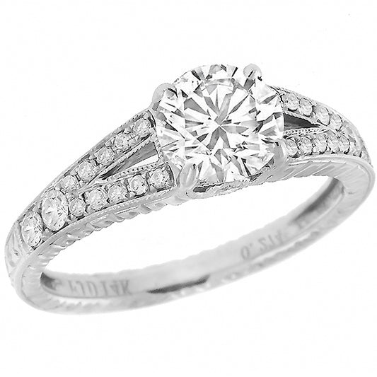Antique Style 1.02ct Diamond Engagement Gold Ring