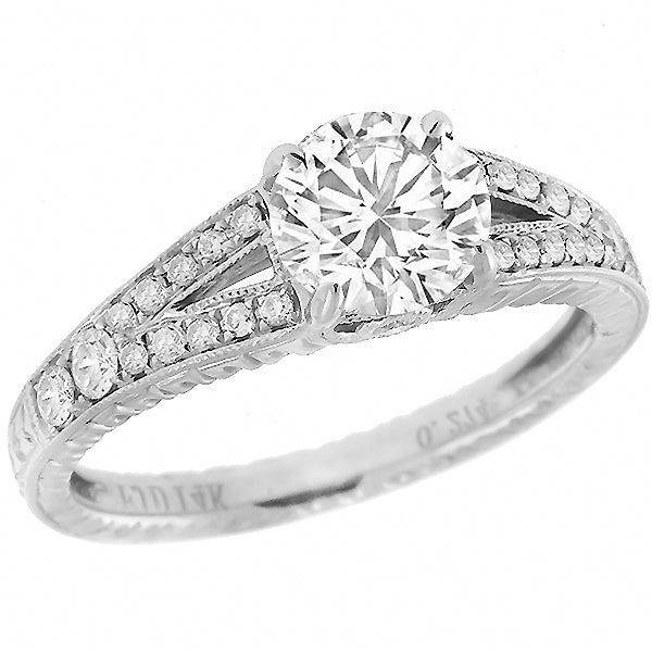Antique Style 1.02ct Diamond Engagement Gold Ring