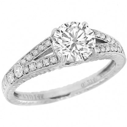 Antique Style 1.02ct Diamond Engagement Gold Ring