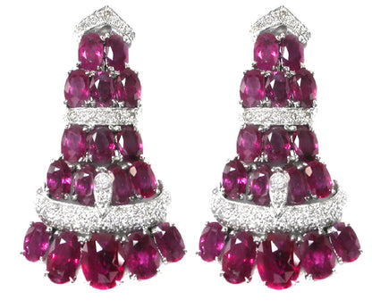 Antique Style 13.40ct Ruby 0.81ct Diamond Earrings