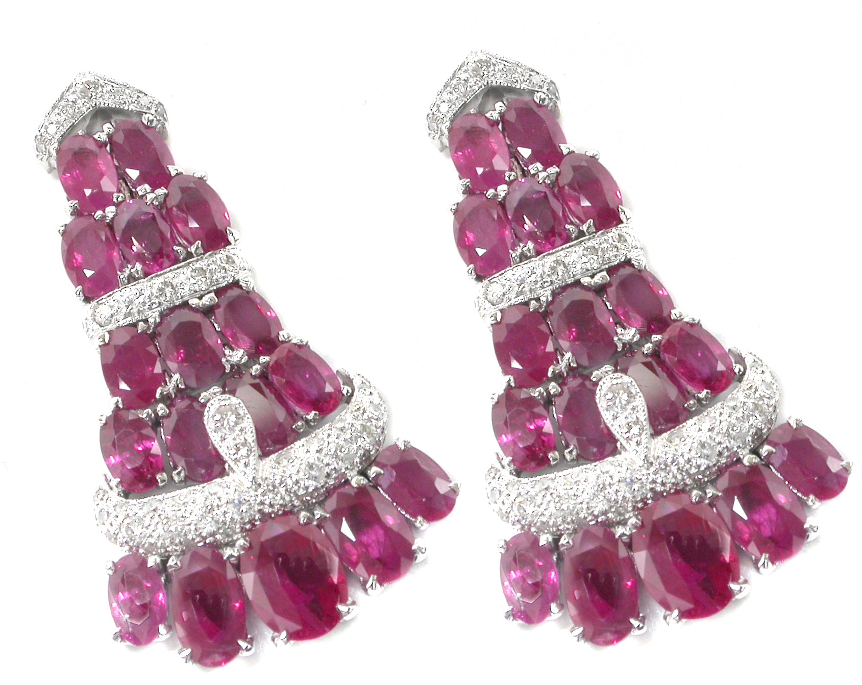 Antique Style 13.40ct Ruby 0.81ct Diamond Earrings
