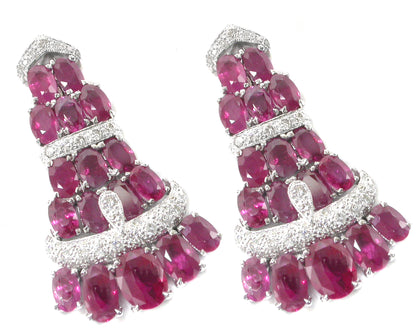 Antique Style 13.40ct Ruby 0.81ct Diamond Earrings