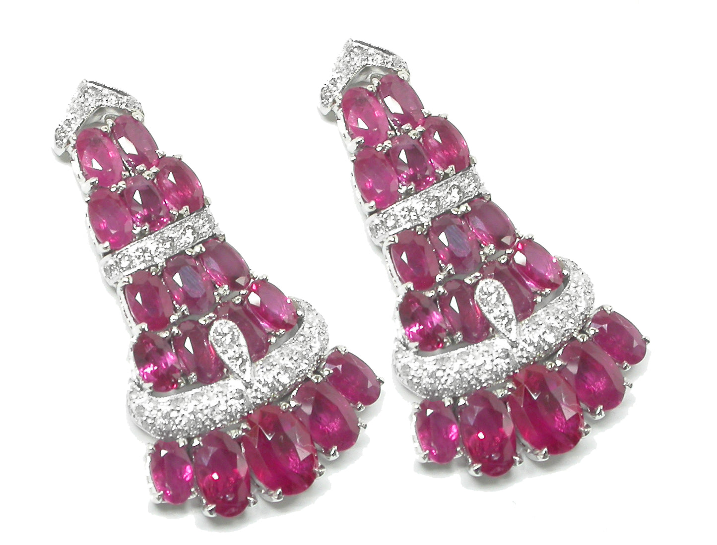 Antique Style 13.40ct Ruby 0.81ct Diamond Earrings