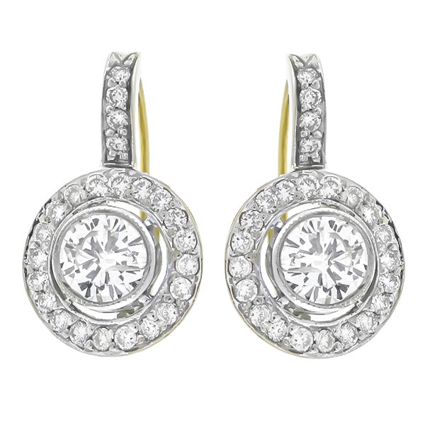 Antique  Style 1.55ct Diamond  Gold Earrings