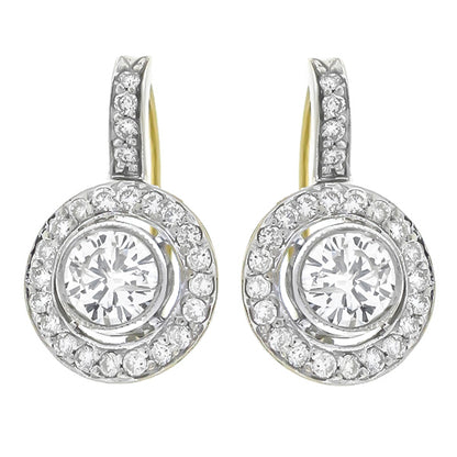 Antique  Style 1.55ct Diamond  Gold Earrings