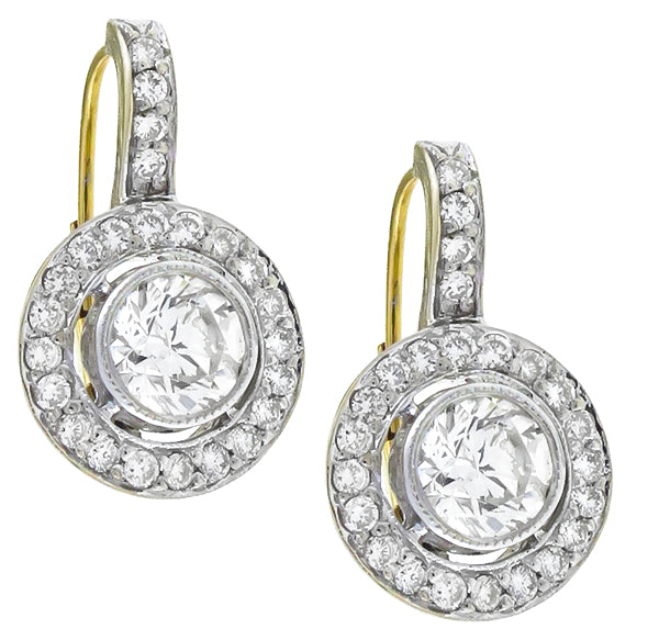 Antique  Style 1.55ct Diamond  Gold Earrings