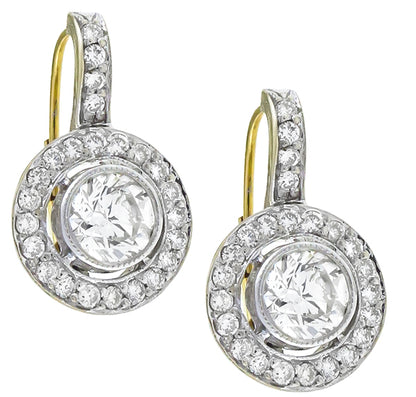 Antique  Style 1.55ct Diamond  Gold Earrings
