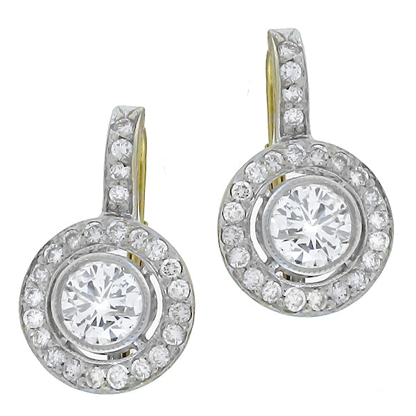 Antique  Style 1.55ct Diamond  Gold Earrings