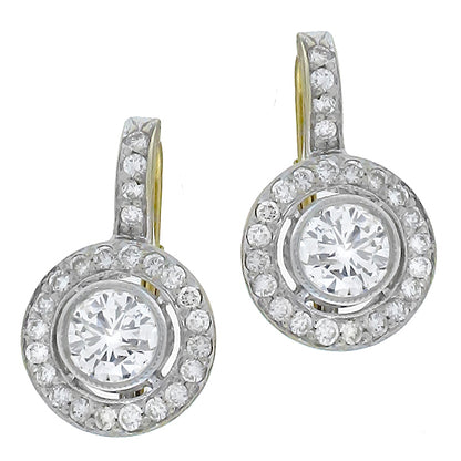 Antique  Style 1.55ct Diamond  Gold Earrings