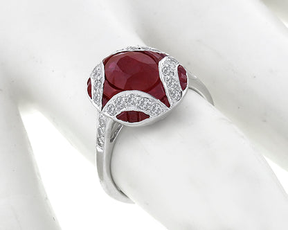 Antique Style 2.40ct Ruby 0.50ct Diamond Gold Ring