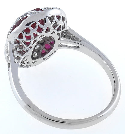 Antique Style 2.40ct Ruby 0.50ct Diamond Gold Ring