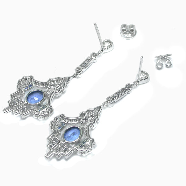Antique Style 2.50ct Sapphire 1.10ct Diamond Earrings