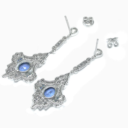 Antique Style 2.50ct Sapphire 1.10ct Diamond Earrings