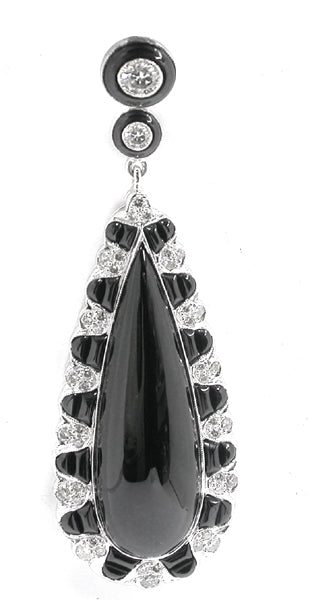 Antique Style 32.76ct Onyx 1.22ct Diamond Pendant