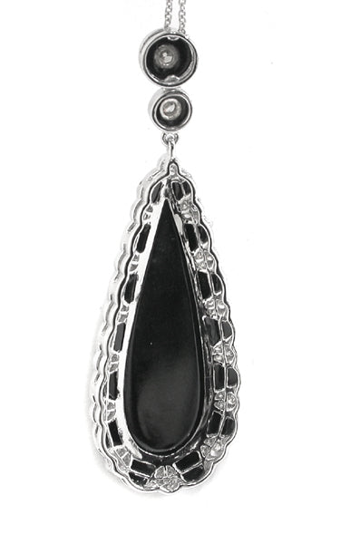 Antique Style 32.76ct Onyx 1.22ct Diamond Pendant