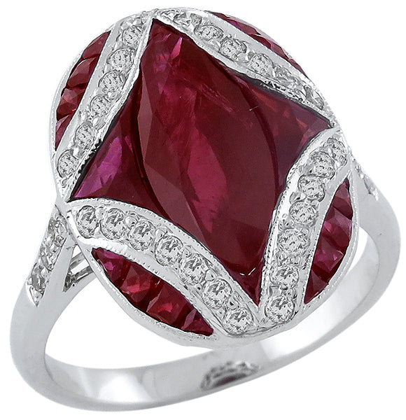 Antique Style 3.50ct Ruby 0.70ct Diamond Ring