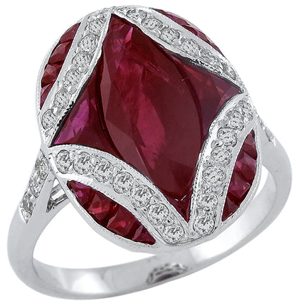 Antique Style 3.50ct Ruby 0.70ct Diamond Ring