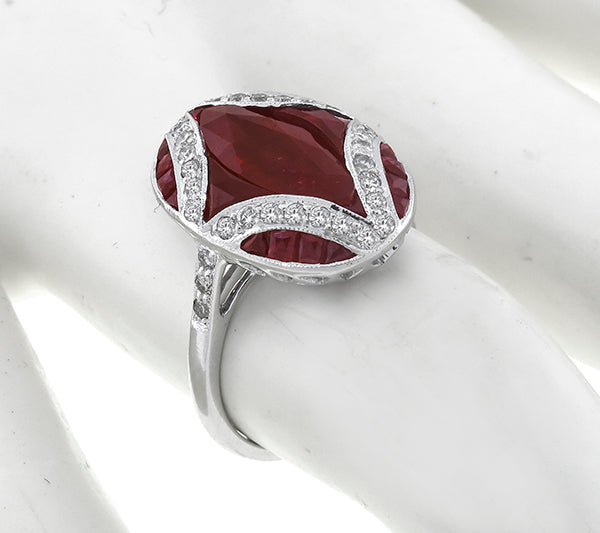 Antique Style 3.50ct Ruby 0.70ct Diamond Ring