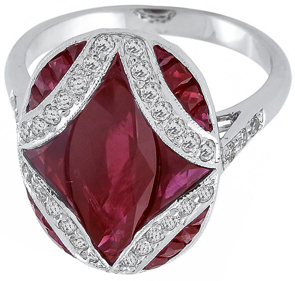 Antique Style 3.50ct Ruby 0.70ct Diamond Ring