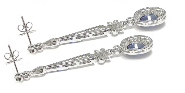 Antique Style 6.85ct Sapphire 1.97ct Diamond Earrings