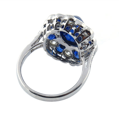 Antique Style 7.22ct Sapphire 1.40ct Diamond Cluster Gold Ring