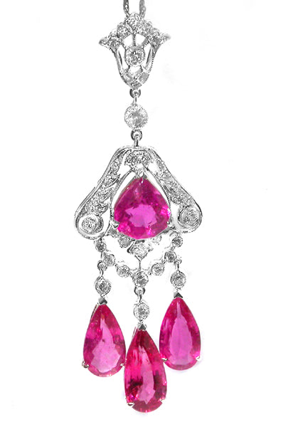 Antique Style 8.40ct Tourmaline 0.85ct Diamond Pendant