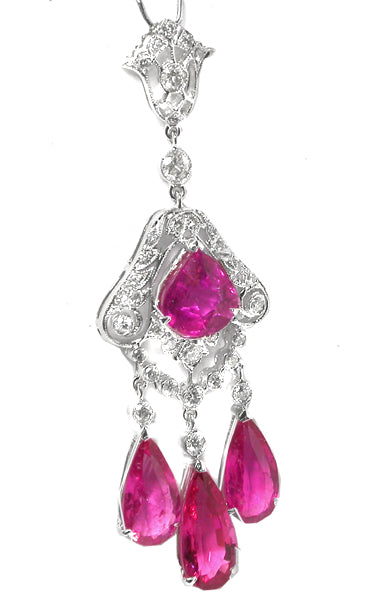 Antique Style 8.40ct Tourmaline 0.85ct Diamond Pendant