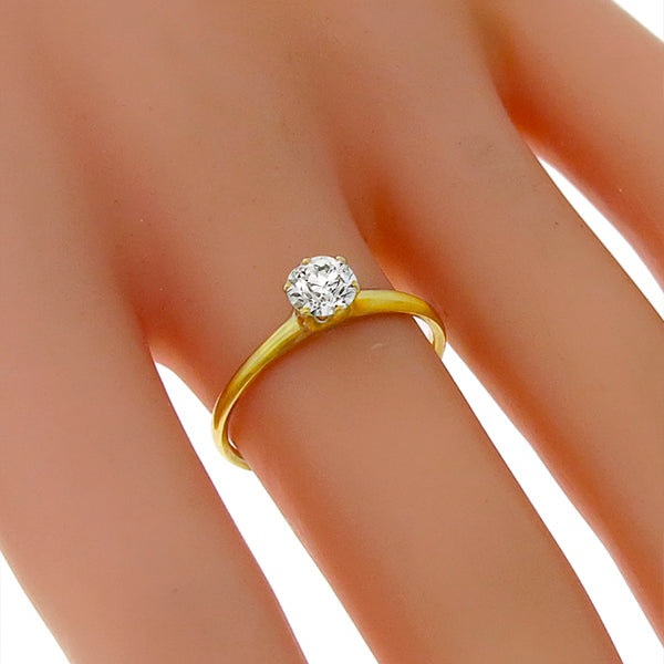 Victorian GIA 0.52ct Round Brilliant Diamond Solitaire 14k Engagement Ring