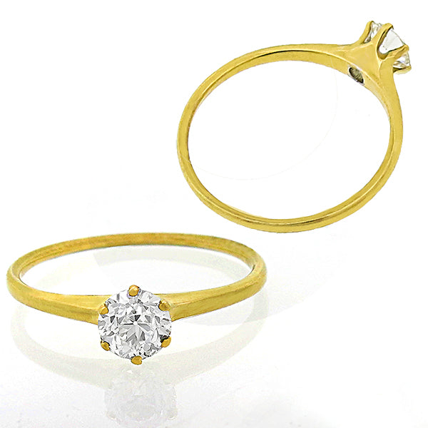 Victorian GIA 0.52ct Round Brilliant Diamond Solitaire 14k Engagement Ring