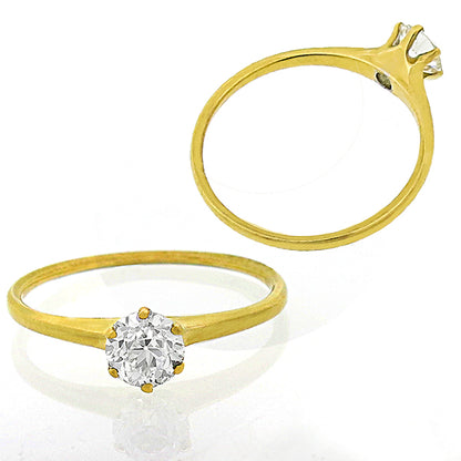 Victorian GIA 0.52ct Round Brilliant Diamond Solitaire 14k Engagement Ring