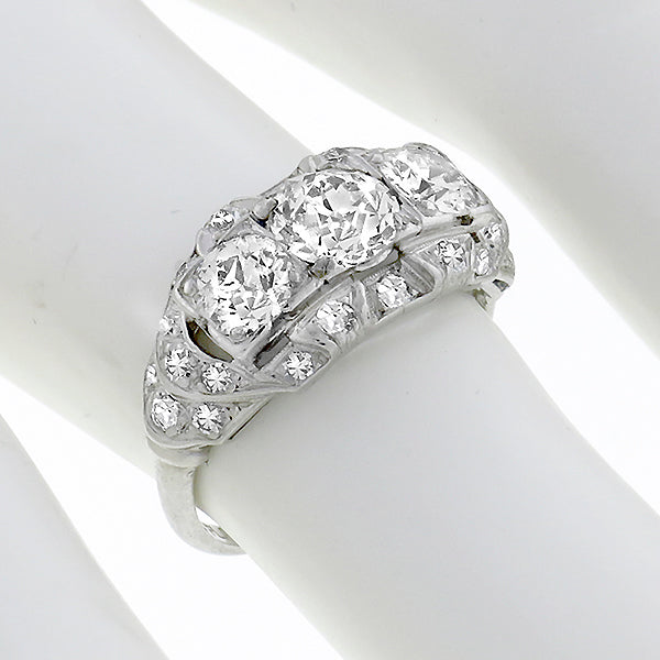 Antique1.75ct 3 Diamond  Center Stone  Anniversary Ring