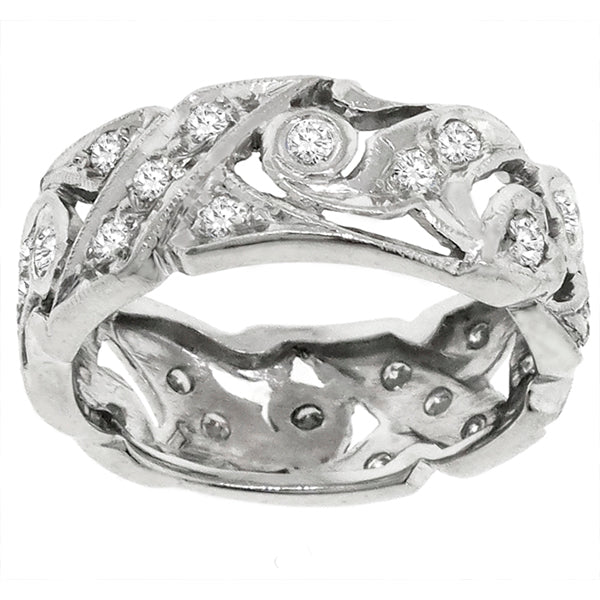 Art Deco 1.08ct Round Brilliant Diamond Platinum Band