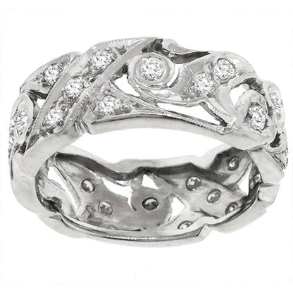 Art Deco 1.08ct Round Brilliant Diamond Platinum Band