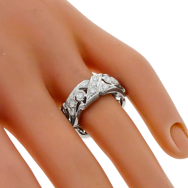 Art Deco 1.08ct Round Brilliant Diamond Platinum Band