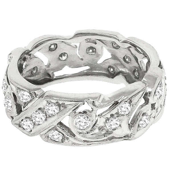 Art Deco 1.08ct Round Brilliant Diamond Platinum Band