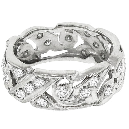 Art Deco 1.08ct Round Brilliant Diamond Platinum Band