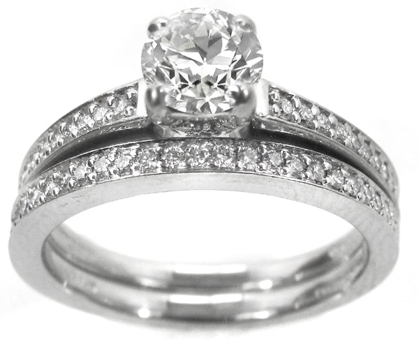 Art Carved 0.68ct Round Brilliant Diamond Engagement Ring & Wedding Band Set