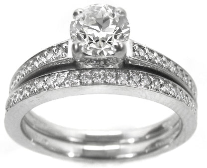 Art Carved 0.68ct Round Brilliant Diamond Engagement Ring & Wedding Band Set