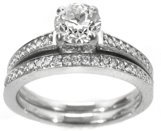 Art Carved 0.68ct Round Brilliant Diamond Engagement Ring & Wedding Band Set