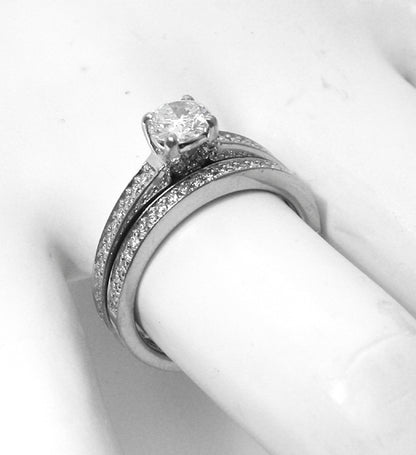 Art Carved 0.68ct Round Brilliant Diamond Engagement Ring & Wedding Band Set