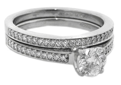 Art Carved 0.68ct Round Brilliant Diamond Engagement Ring & Wedding Band Set