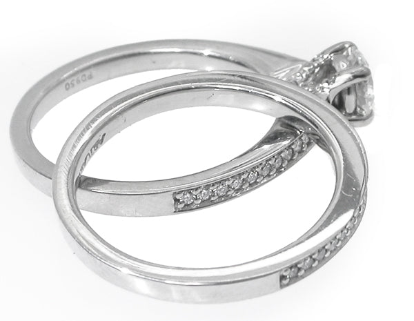 Art Carved 0.68ct Round Brilliant Diamond Engagement Ring & Wedding Band Set