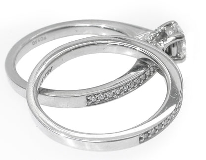 Art Carved 0.68ct Round Brilliant Diamond Engagement Ring & Wedding Band Set