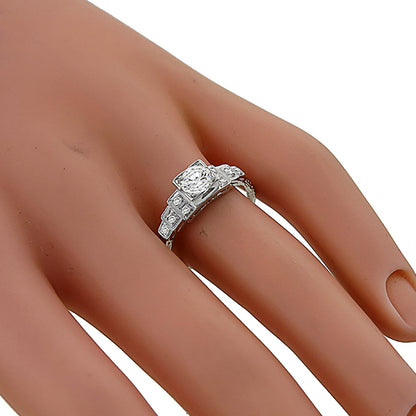 Art Deco 0.50ct Old Mine Cut Diamond Platinum Engagement Ring